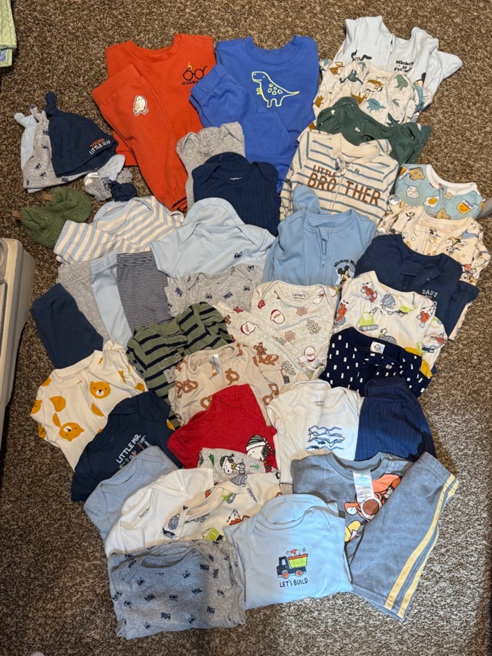 Baby Boy Mixed Onesie & Outfit Bundle - Blue, Navy, Gray, Red